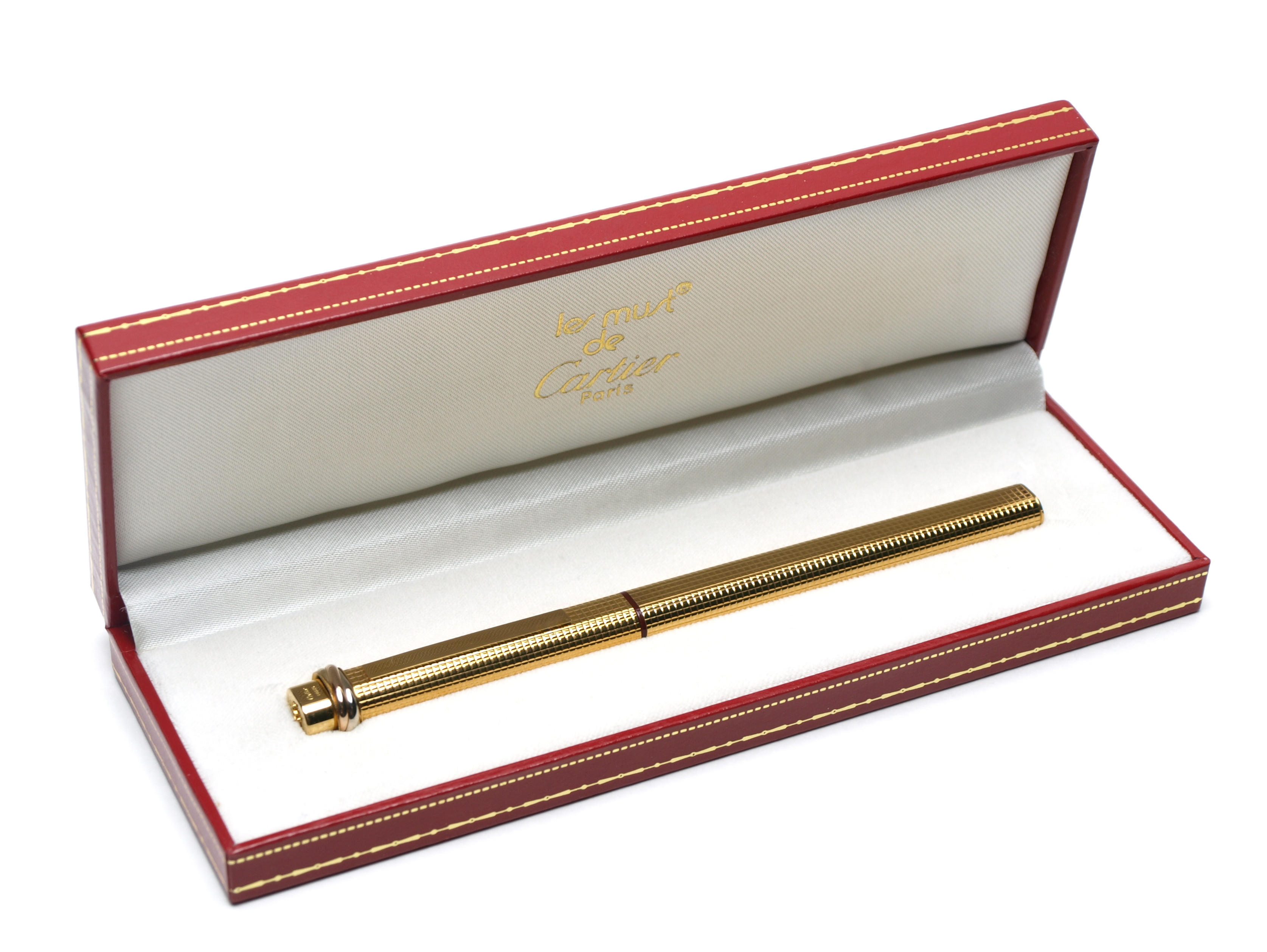 カルティエ　万年筆　Cartier Les Must ゴールド Les Must De CARTIER Vendome Crosshatch Cisele Trinity Ring 18K