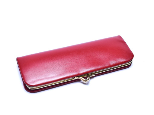 1960s Vintage Lady High Quality Genuine Red Leather With Steel Frame Pouch Case for 2 Fountain/Ballpoint Pens