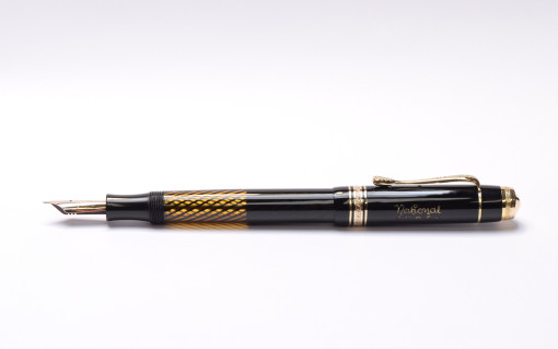 Amazing Lost Brand of Germany 1930s Deutsche Füllhalter Werke München (Anglo-Amer) NATIONAL Juwel No. 517 Fountain Pen Celluloid w/ Helix Spirals Ink Window & 14K Super Flex F Nib from the "Attic Find"