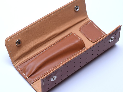 New Light Brown Faux Leather Pouch Case for 2 Fountain / Ballpoint Pens