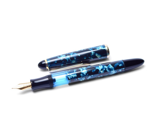 1980s SENATOR Classic Melbi Blue Marble F Fine Nib Piston Fountain Pen