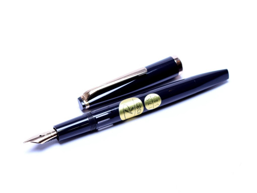 1960's Reform 4383 Black Resin Triangular Super Flexible EF to BBB 14K 585 Gold Nib Fountain Pen
