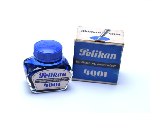 Vintage 1960's PELIKAN 4001 Royal Blue Fountain Pen Ink in Glass Container 30ml