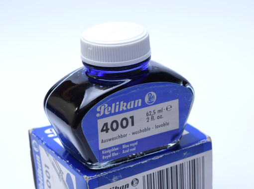 Vintage 80's PELIKAN Ink in Glass Bottle Container 62.5ml Royal Blue