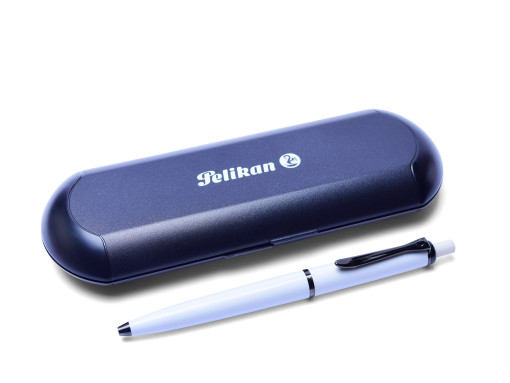 1980s Pelikan K100 Pearl White & Gunmetal Black Ballpoint Pen in Box