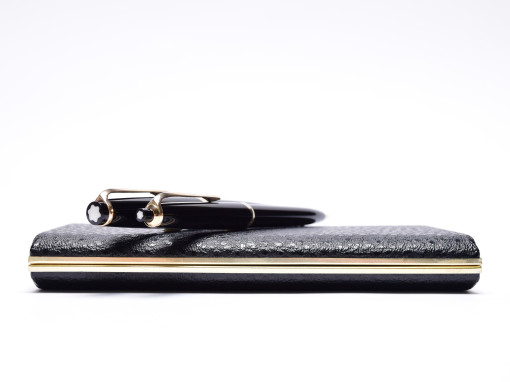 NOS New 1960s MONTBLANC No.12 & No.16 Masterpiece Meisterstuck Black Resin 18K 750 Gold Flex EF Nib Fountain Pen & Mechanical Pencil Set in Box