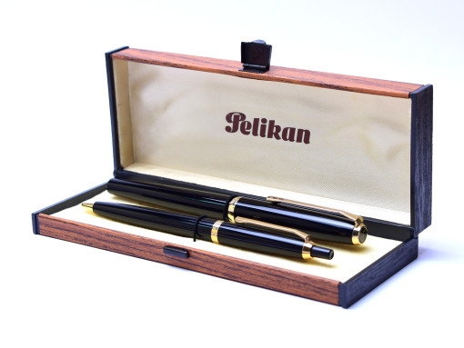 1969 Pelikan PK30 & DK30 Rolled Gold 14K Gold Nib Fountain & Ballpoint Pen