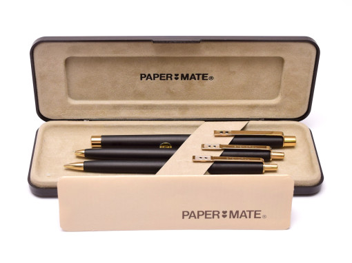 Paper Mate M Medium Nib Fountain Pen Push Button Ballpoint Pen & Mechanical Pencil Set in Box