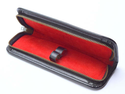 Vintage High Quality Genuine Leather Black & Red Pouch Case for 2 Fountain or Ballpoint Pens