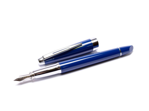 Cross Aventura Dark Starry Blue Stainless Steel M Medium Nib Converter/ Cartridges Fountain Pen in Box + 2 Cartridges