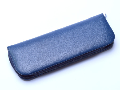 Vintage High Quality Genuine Blue Leather Pouch Case for 2 Fountain / Ballpoint Pens