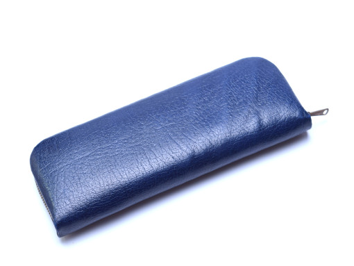 Vintage High Quality Genuine Blue Leather Pouch Case for 2 Fountain / Ballpoint Pens