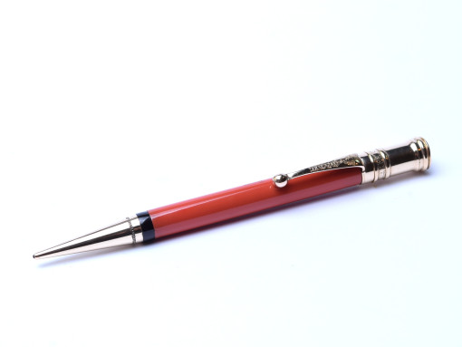 1923 PARKER DUOFOLD Coral Red Hard Rubber & Gold Filled Lucky Curve Mechanical Pencil