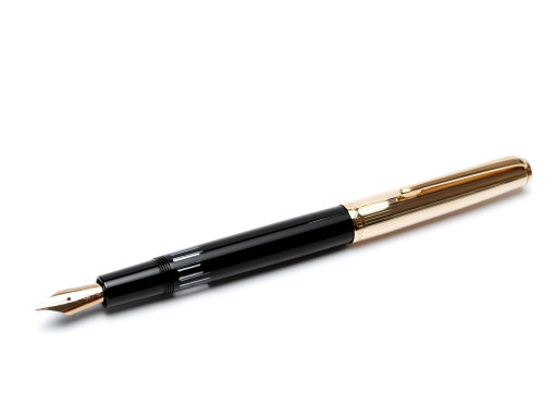 Vintage SENATOR 880 Germany Rolled Gold & Black Resin 14K Super Flex Nib Fountain Pen