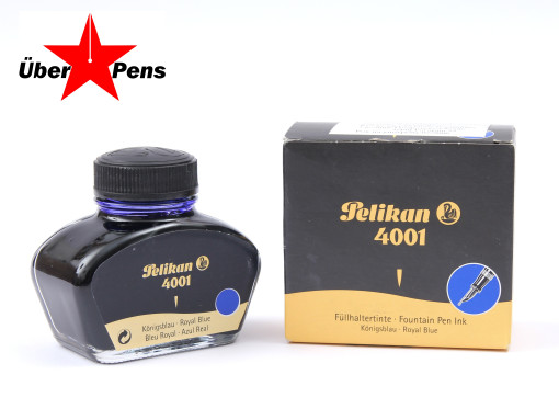 New NOS Discontinued 00's PELIKAN 4001 Fountain Pen Ink in Glass Bottle Container 62.5ml Royal Blue