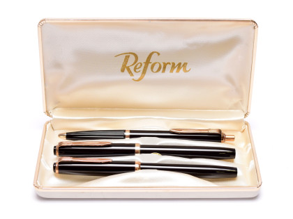 Reform No.1745 No.620 & No.966 F Fine Nib Fountain Ballpoint & Marker/Rollerball Pen Set in Box