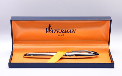 1990s Waterman Carene / CARÈNE "Silver Meridian" Meridians - Silver Plated w/ 18K M Medium White Gold Nib Fountain Pen Made in France