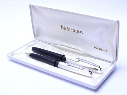 Waterman France (C/F) CONCORD Concorde Argente Rhodie Silver Rhodium 18K Gold Fountain Ballpoint Pen