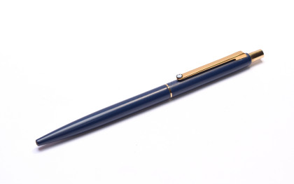 Rare Second Series 1981 Montblanc Noblesse Oblige Slimline CS (Color Slim) Matte Navy Blue Push Button Ballpoint Pen