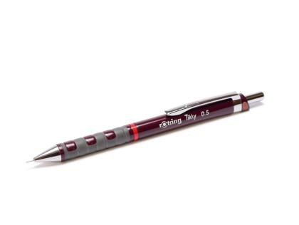 Rotring Tikky Mechanical Pencil w/ Rubberized Grip Dark Burgundy Color 0,5MM Leads 