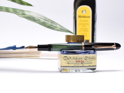 1956 Pelikan 140 Tortoise Green Striped Gunther Wagner 14K Gold Flexible EF Nib Piston Fountain Pen