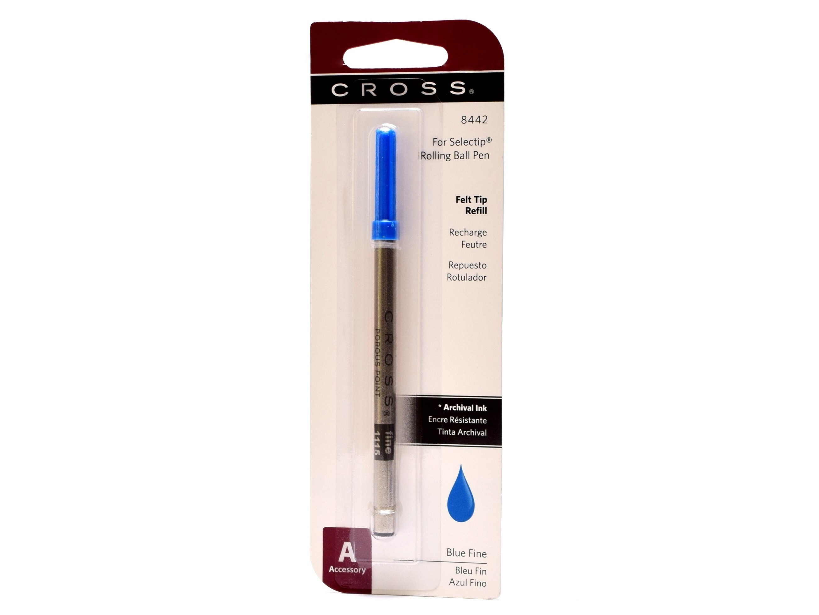 NOS 2 Packs Vintage Blue Fine CROSS Select Tip Pen Porous Ink 4 Refills 