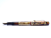 Original 1937-38 Pelikan 101N (m101N) Celluloid Tortoise Brown RHR Piston Fountain Pen