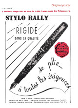  1940s France's Le Stylo RALLY No. 10 - Black Celluloid Art Deco Chevron 14K Nib Push Button Fountain Pen