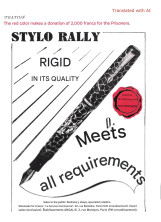  1940s France's Le Stylo RALLY No. 10 - Black Celluloid Art Deco Chevron 14K Nib Push Button Fountain Pen