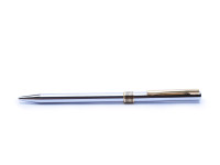 Aurora Marco Polo Stainless Steel & Gold Slimline Ballpoint Pen Italy 