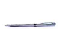  Aurora ‘Marco Polo’ Godron Stainless Steel & Chrome Matte Finish Slimline Ballpoint Pen Italy