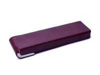 One of a Kind Unique Vintage Dark Thick Genuine Burgundy Red Leather with Steel Frame Fountain Ballpoint Pen Case Pouch