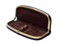 Genuine black brown leather pouch for two fountain ballpoint pens