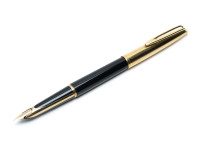 1957 Waterman C/F (CF) Gold Filled & Black Resin - First Cartridge 18K Gold F Semi-Flexible Nib Fountain Pen