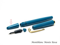 Montblanc Monte Rosa Blue Teal/Turquoise Fountain Pen Hooded Front Section Spare Part Repair