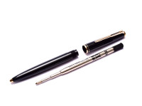 1970s MONTBLANC No.281 Precious Black Resin & Gold Lever Mechanism 11th "Eleventh Finger" Ballpoint Pen