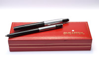 NOS New Old Stock 1970s Sheaffer 440 Imperial Black & Brushed Steel M Nib Fountain & Sheaffers Reminder "Clickable Clip" Ballpoint Pen in Box & Papers With Converter