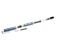 1930s Reform ORIGINAL LUXUS Fountain Pen Chevron "Tiger Eye" Sapphire Blue Celluloid w/ 14K Super Flex F Fine Nib from the "Attic Find"