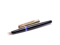 Vintage 1960s PELIKAN 30 (M30) Rolled Gold & Black Resin 14K 585 EF Extra Fine Flex Nib Piston Fountain Pen 