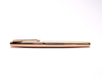 Rare 1980s 20μ (Micron) Gold Plated Flat-top PARKER 75 GODRON Made in France 18K 750 B Broad Nib Fountain Pen with Aerometric Converter