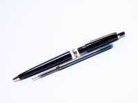 1969 Pelikan 30 (M30) Rolled Gold & Black Resin 14K EF Flexible Nib Fountain | Ballpoint and Mechanical Pencil Pen Set In Pouch