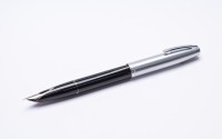 NOS New Old Stock 1970s Sheaffer 440 Imperial Black & Brushed Steel M Nib Fountain & Sheaffers Reminder "Clickable Clip" Ballpoint Pen in Box & Papers With Converter