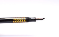 Amazing Lost Brand of Germany 1930s Deutsche Füllhalter Werke München (Anglo-Amer) NATIONAL Juwel No. 517 Fountain Pen Celluloid w/ Helix Spirals Ink Window & 14K Super Flex F Nib from the "Attic Find"