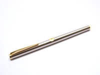 Stunning Indestructible 1980s MONTBLANC Noblesse Oblige Gold & Matte Steel Semi-Flex B Broad 14K White Gold Nib Cartridge\Converter Fountain Pen