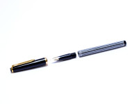 Rare Unique 1980s Reform Germany Black & Grey Striped Special 14K 585 KEF Nib Cartridge Fountain Pen
