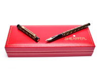 Sheaffer Targa 676s Slim 585 14K Gold M Medium Nib Guilloche Pattern Fountain Pen in Box