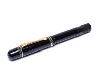 1937 ('38 '39 '40) Pelikan 100 Danzig Celluloid & Ebonite All Black EF to BB Super Flexible CN Nib Piston Fountain Pen
