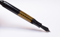 Amazing Lost Brand of Germany 1930s Deutsche Füllhalter Werke München (Anglo-Amer) NATIONAL Juwel No. 517 Fountain Pen Celluloid w/ Helix Spirals Ink Window & 14K Super Flex F Nib from the "Attic Find"