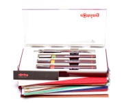 NOS Vintage Rotring Isograph Junior Set 3 Technical Pens 0.10mm, 0.20mm, 0.30mm + Tikky 0,5 Mechanical Pencil & Cartridges in Box