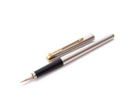 1977 Parker Flighter 180 Brushed Matte Steel & Gold 14K F/B Fine & Broad Two Sided/Size Nib Fountain Pen